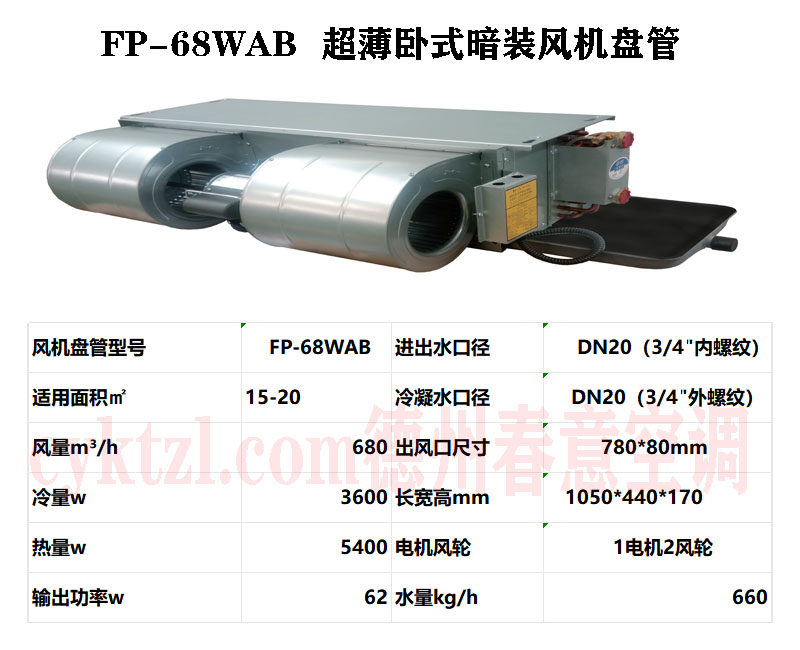 FP-68WAB超薄臥式暗裝風(fēng)機(jī)盤管